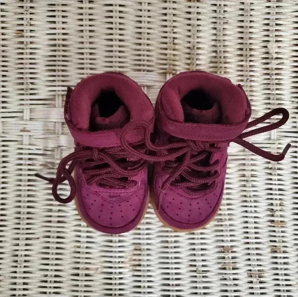 Nike Force 1 Suede Purple Plum Gum Baby Toddler 4C Sneakers Shoes RARE